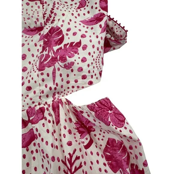 NWT Zara Women's L Strappy Floral Cut-Out Maxi Dress Pink White Resort Tropical - Picture 12 of 14